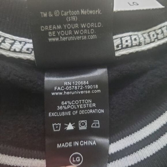 The Powerpuff Girls womens rainbow sweatshirt crewneck Long Sleeve Black Sz LG - Picture 10 of 15